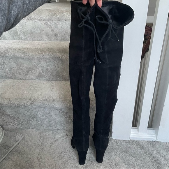 Stuart Weitzman Black Suede Over the Knee Thigh High Highland Boots EUC Size 6.5 - Picture 7 of 12